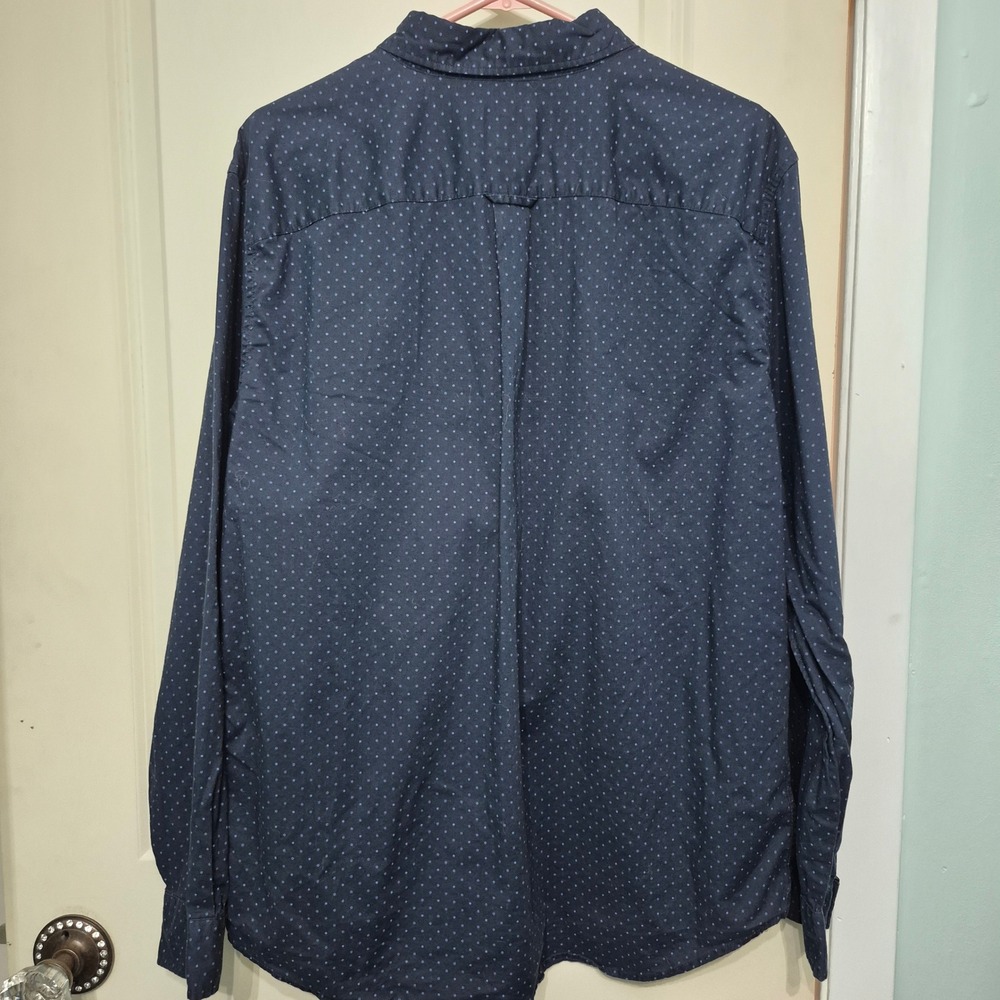 American Eagle Mens XL Seriously Soft Navy Blue Micro Dot Button Down Shirt - Picture 3 of 5